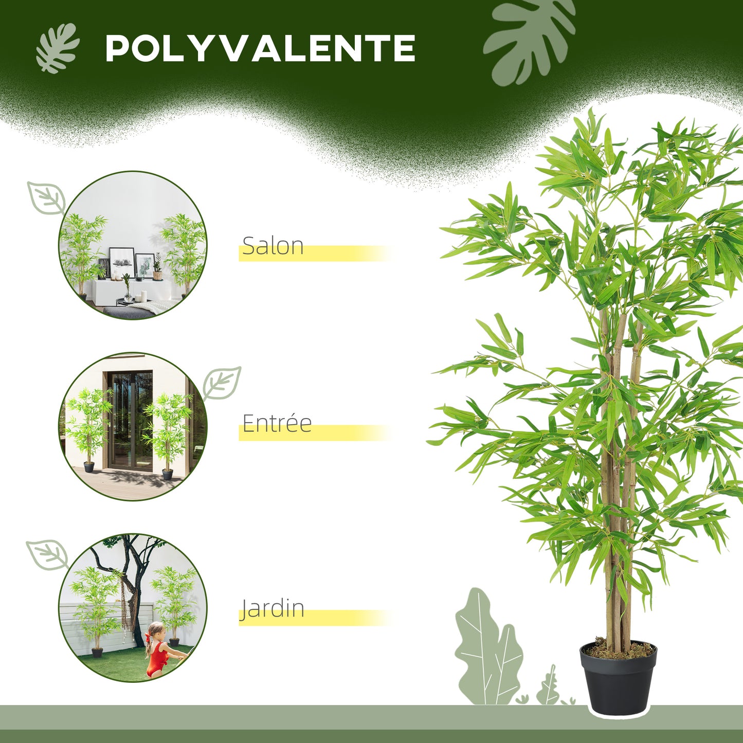 Kunstbamboe – Nepplant – Kunstplant – Bamboeplant – Decoratieplant – Set Van 2 – 1,5 Meter Hoog – 644 Realistische Bladeren – Pot Met Moslook – Verstelbare Takken