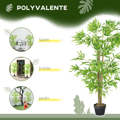 Kunstbamboe – Nepplant – Kunstplant – Bamboeplant – Decoratieplant – Set Van 2 – 1,5 Meter Hoog – 644 Realistische Bladeren – Pot Met Moslook – Verstelbare Takken