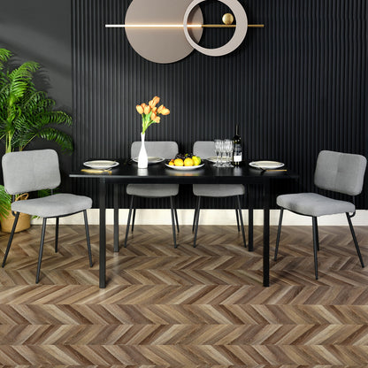 Uitbreidbare Eettafel – Tafel – Eetkamertafel – Uitschuifbare Tafel – Keukentafel – Industrieel Design – Voor 4-6 Personen – Zwart Stalen Frame – Water- en Krasbestendig MDF Blad