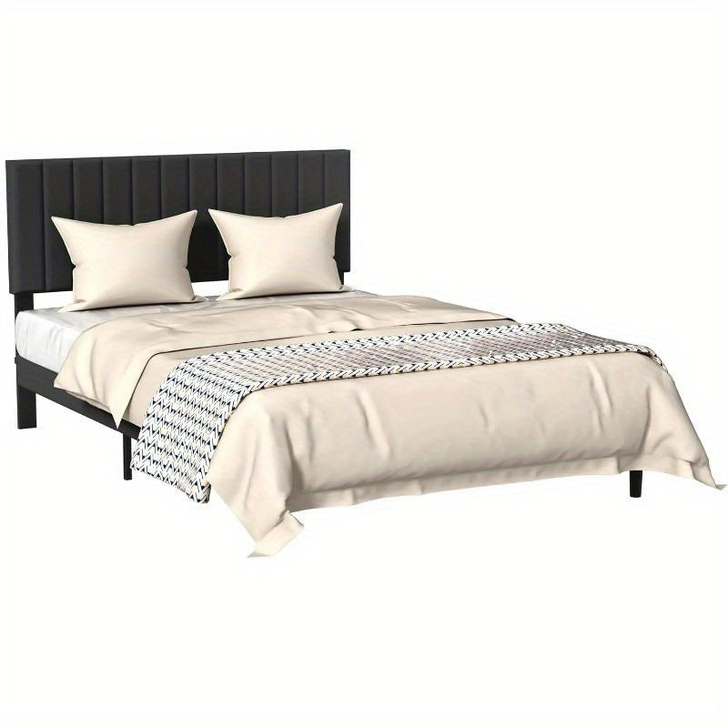 Metalen Bedframe – Bedframe – Bed – Eenpersoonsbed – Ledikant – Fluwelen Hoofdbord – 140x200 cm – Stevig Metalen Frame – Inclusief Lattenbodem