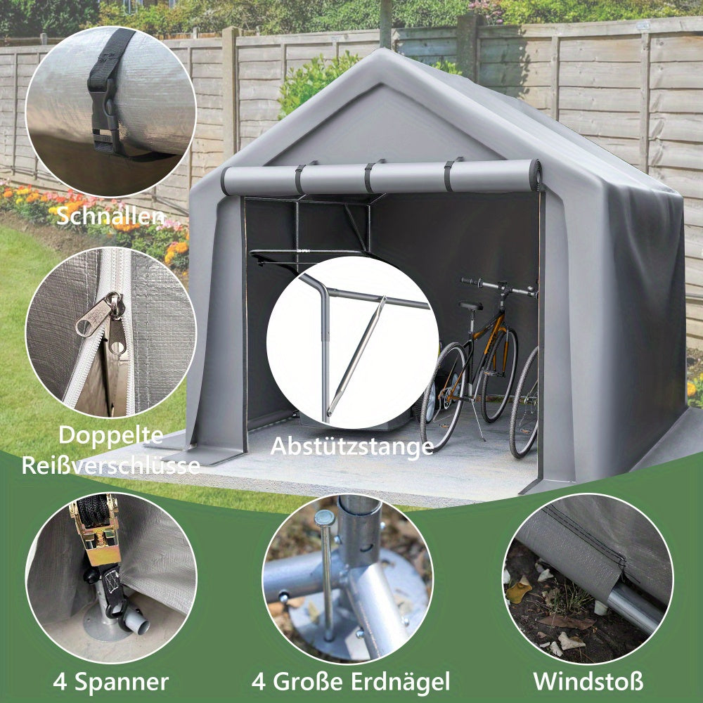 Fietsenstalling – Fietsenhok – Garage Tent – Tuinkamer – Opslagtent – 100x187x160 cm – Stevig Metaalframe – Donkergrijs Polyester