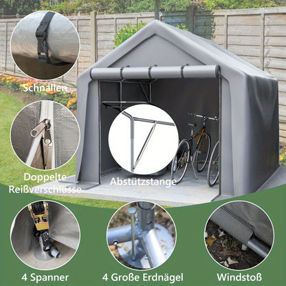 Fietsenstalling – Fietsenhuis – Garage Tent – Tuinberging – Opslag Tent – 160x220x165 cm – Stevig Metaal – Donkergrijs