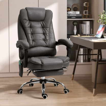 Bureaustoel Massage – Werkstoel Ergonomisch Stoel Bureaustoel Relaxstoel – Met Afstandsbediening – Verstelbare Hoofdsteun en Lendensteun – 6-Punt Voetensteun – Grijs Stof – Metaal Frame – Geen Hout – Gemakkelijke Montage
