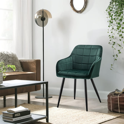 Velvet Eetkamerstoelen – Stoelen – Eetkamerstoelen Met Armleuning – Tubstoelen – Lounge Stoelen – Set Van 2 Cyan – Zachte Velvet Bekleding – Ergonomisch Ontwerp Met Metalen Frame