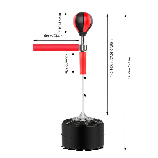 Bokszak Verstelbaar – Reflexzak – Punching Ball – Trainingszak – MMA Boksen – 360° Draaibare Arm – Verstelbare Hoogte 162-198 cm – Stevige Zuignapvoet