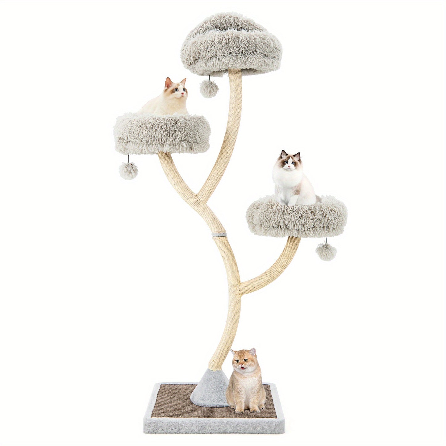 Kattenboom – Kattenmeubel – Kattenkrabpaal – Kattenhuis – Krabmeubel – Hoogwaardige Metalen Constructie – Wasbare Pluche Kussens – Extra Hoog Design – Speel- en Klimparadijs Voor Kittens en Volwassen Katten
