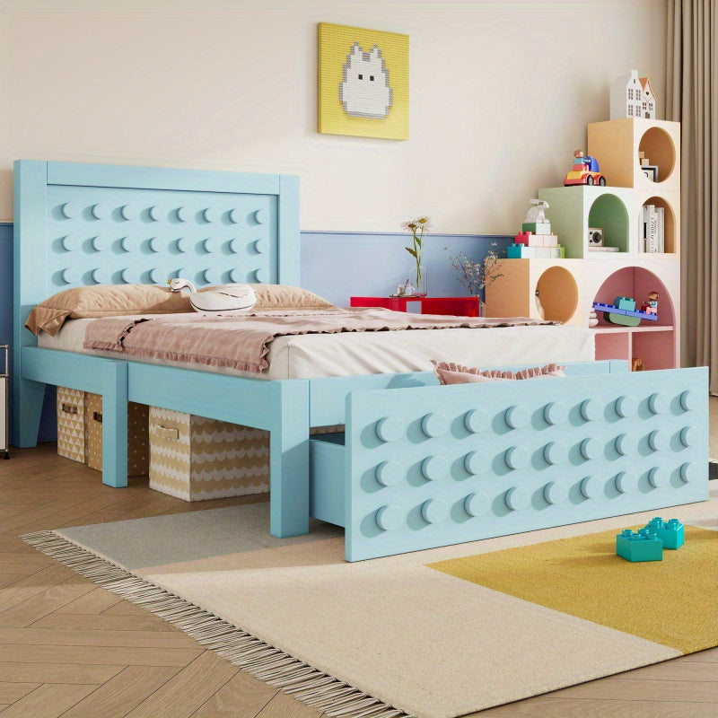 Bedframe – Eenpersoonsbed – Jeugdbed – Slaapbank – Kinderbed – Houten Frame – 90x200 cm – Met Opberglades – Massief MDF Hout