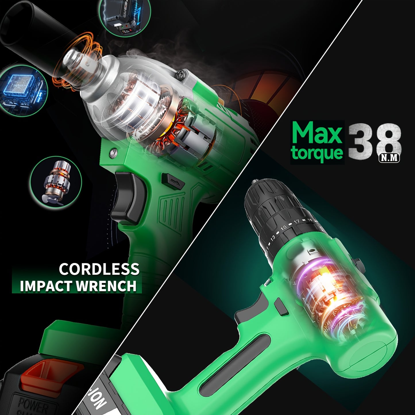 20V Boor- en Slagschroefset – Accuboormachine – Klopboormachine – Schroefmachine – Draadloze Boormachine – 2 Oplaadbare Batterijen – 4000mAh Lithium-ion Accu – Compact en Krachtig