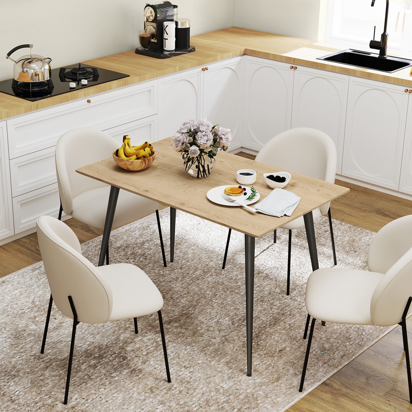 Uitklapbare Eettafel – Uitschuiftafel – Vouwtafel – Eetkamertafel – Tafel – Hardhout – Stalen Poten – Uitbreidbaar tot 160 cm – Geschikt voor 6-8 Personen