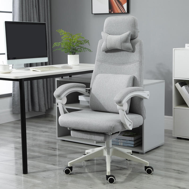 Ergonomische Bureaustoel – Office Chair – Gamestoel – Bureauzetel – Werkstoel – Met Hoofdsteun en Lendensteun – Verstelbare Hoogte en Uitschuifbare Voetsteun – PU-Leder – 62x68x117-127 cm