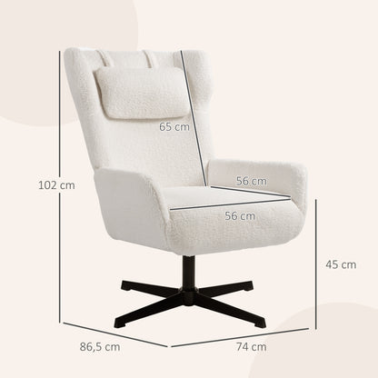 Draaifauteuil – Fauteuil – Lounge Fauteuil – Relaxstoel – Zithoekstoel – Sherpa Fleece Bekleding – 360° Draaibaar Metalen Onderstel – Max 120 kg