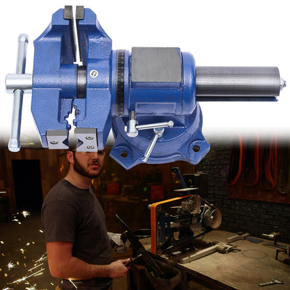 Bankschroef – Werkbankschroef – Tafelbankschroef – Draaibare Klem – Gietijzeren Klem – 360° Rotatie – Spanwijdte 100 mm
