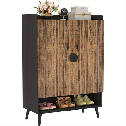 Schoenenkast Met Deuren – Schoenenrek – Schoenopberger – Schoenentrek – Schoenenschuif – 7-Lagen Met Verstelbare Planken – Rustiek Bruin Hout
