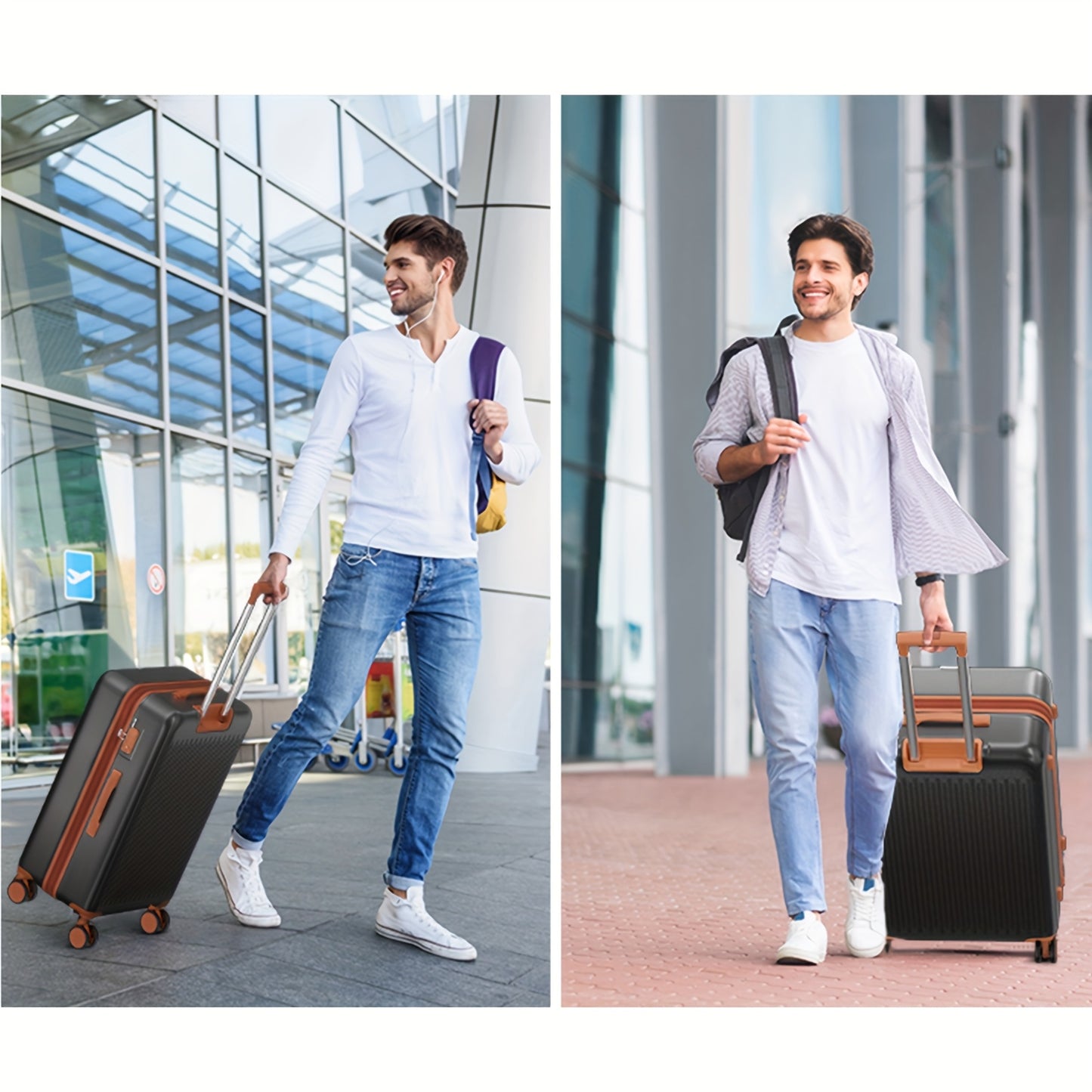 Hardshell Kofferset – Reiskoffer – Bagage – Trolley – Koffer Met Combinatieslot – 20", 24", 28" – 4 Stil Roterende Wielen – Uitschuifbare Trekstang – Zwart & Bruin