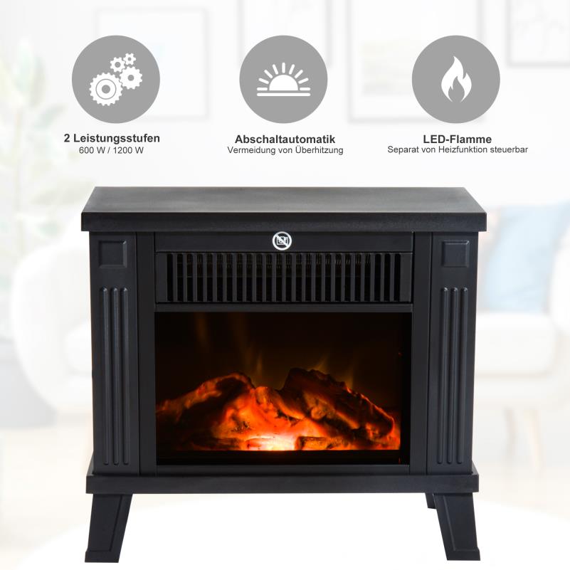 Elektrische Haardkachel – Elektrische Kachel – Sfeerverwarmer – Haard Stove – Kachel Oven – Compact 34x17x31 cm – Realistisch Vlameffect 600-1200W
