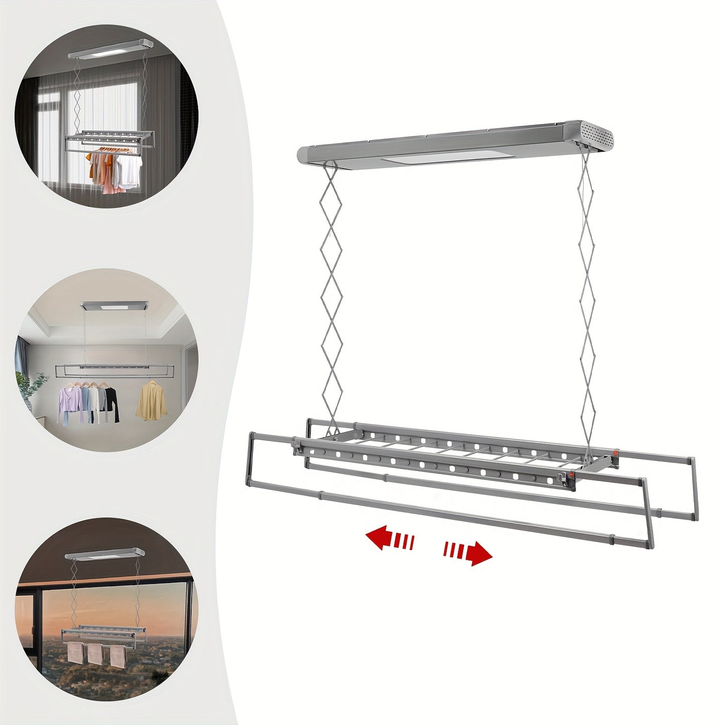 Droogrek Uitschuifbaar – Wasrek – Kledingrek – Balkonrek – Droogstandaard – 8 Stangen – Max 35 kg Draagvermogen – Stalen Constructie