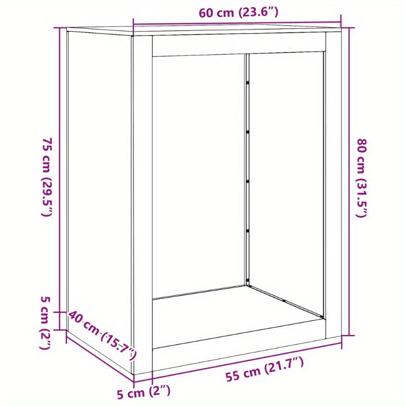 60x40x80cm Weather-Resistant Steel Firewood Rack - Multi-Purpose Outdoor Storage Shelf with Open Design, Ideal for Patio, Garden, and Home Use, Garden Storage Solution|Modern Aesthetic|Durable Construction, Firewood Storage O