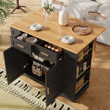 Keukeneiland – Keukentrolley – Keukenkast – Buffetkast – Eettafel – Uitklapbare Tafel – Houten Hardhout – Mobiel Met Wielen