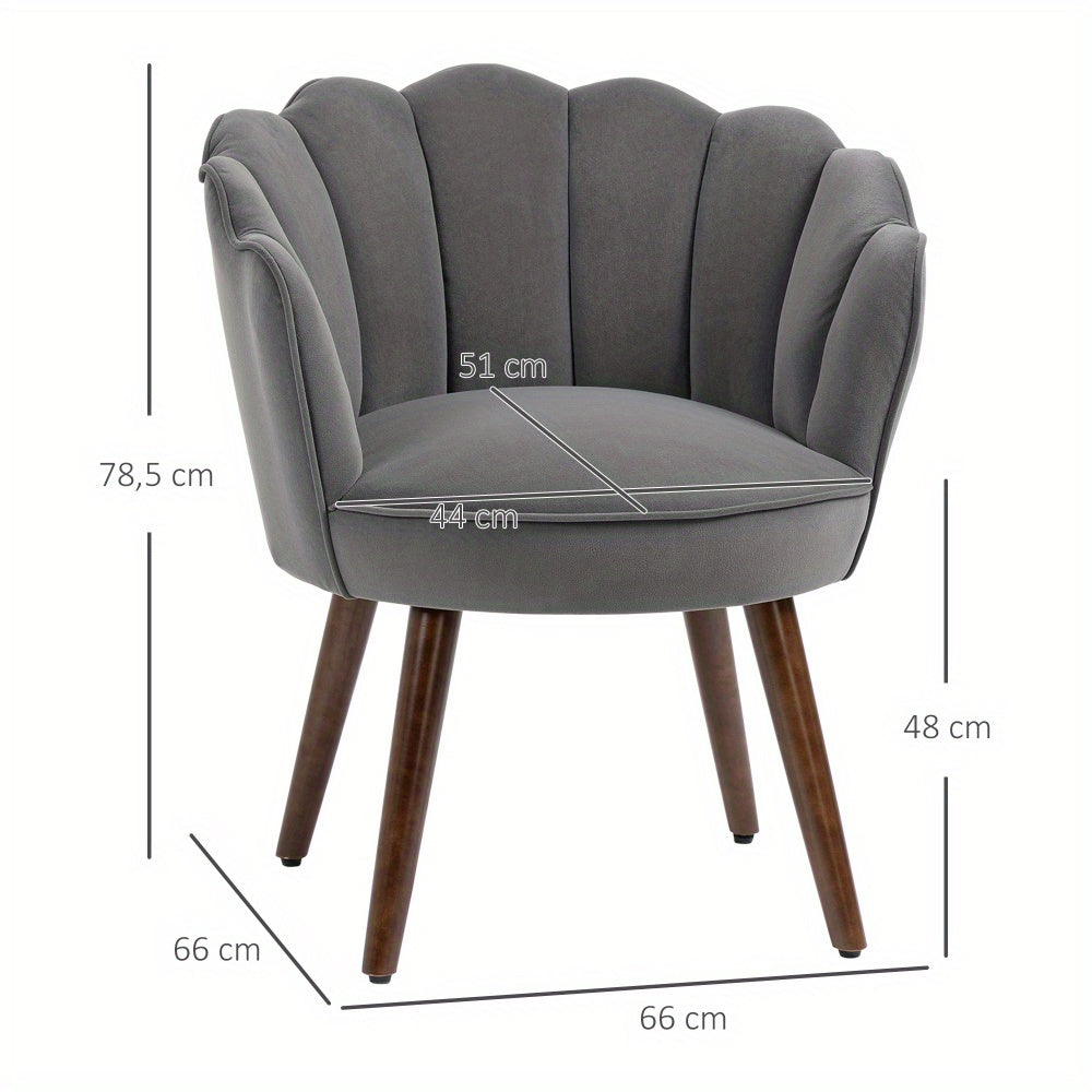 Eetkamerstoel – Keukenstoel – Stoel Met Rugleuning – Woonkamerstoel – Zitmeubel – Polyester Bekleding – Massief Houten Onderstel – Donkergrijs – 66 x 72 x 79 cm