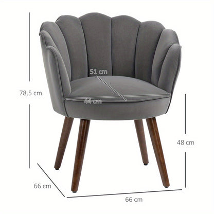 Eetkamerstoel – Keukenstoel – Stoel Met Rugleuning – Woonkamerstoel – Zitmeubel – Polyester Bekleding – Massief Houten Onderstel – Donkergrijs – 66 x 72 x 79 cm