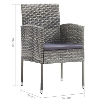 Tuinstoelen – Tuinstoel Outdoor – Inklapbare Stoel – Loungestoel – Stapelbare Tuinstoel – Polyrattan Grijs – Set van 2 – Weerbestendig & Comfortabele Donkergrijze Kussens