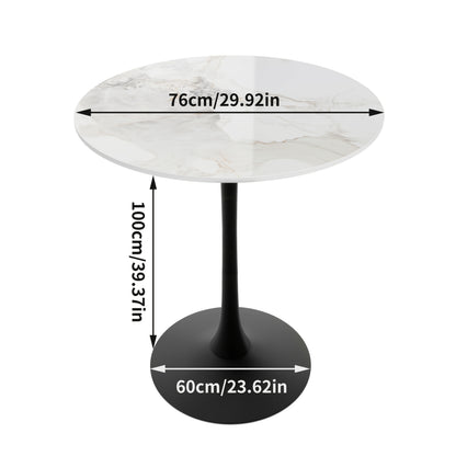 bistrotafel – bartafel – hoge tafel – rond tafel – koffietafel – ronde bartafel 100 cm hoog – marmeren tafelblad – stevige metalen voet zwart