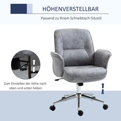 Bureaustoel – Bureau Stoel – Werkstoel – Kantoorstoel – Thuiswerkstoel – Ergonomisch Ontwerp – Verstelbare Hoogte – Kantelfunctie – Donkergrijs – Microvezel – Draagvermogen 120 kg