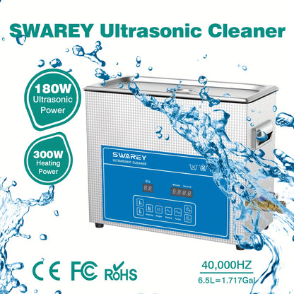Ultrasoon Reiniger – Ultrasoonreinigingsapparaat – Brillenbad – Sieradenreiniger – Horlogereiniger – 6,5L Capaciteit – 40 kHz Soundwave Technologie met Verwarming en Timer
