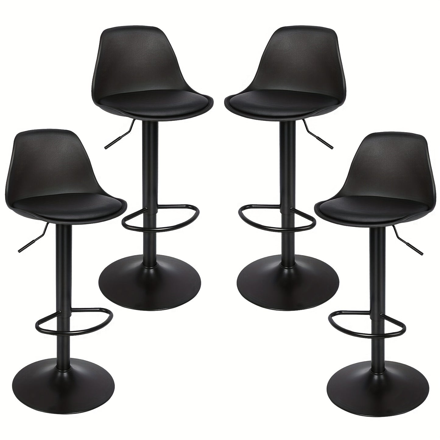 Barstoel – Barkruk – Barstoel Kruk – Keukenstoel – Barkrukken Set Van 4 – Verstelbaar 55-75 cm – Wit Kunstleer Met Metalen Frame – Rugleuning – Ovale Zitting