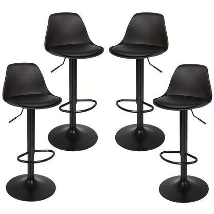 Barstoel – Barkruk – Barstoel Kruk – Keukenstoel – Barkrukken Set Van 4 – Verstelbaar 55-75 cm – Wit Kunstleer Met Metalen Frame – Rugleuning – Ovale Zitting