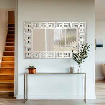 Wandspiegel – Passpiegel – Halspiegel – Badkamerspiegel – Decoratieve Spiegel – 120x70 cm – Bevestiging Horizontaal en Verticaal – Hoogwaardig 5mm Zilverglas