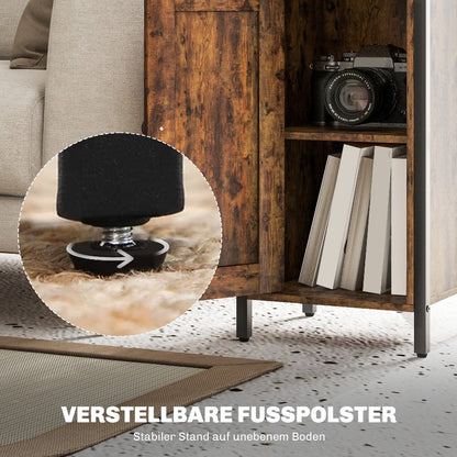 Industriële Salontafel – Koffietafel – Bijzettafel – Eettafel – Sidetable – Verstelbaar Plankje – Robuust Niet-Houten Materiaal – Compact Oppervlak 34x30x80 cm