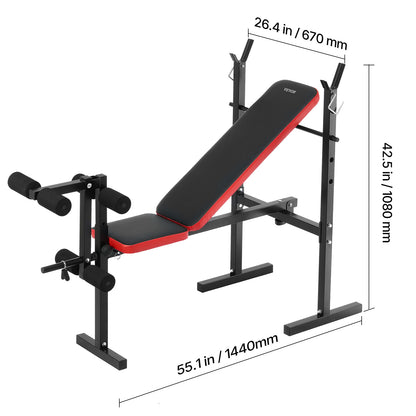 VEVOR Weight Bench Sit up Bench Home Gym Strength Training Adjustable Foldable