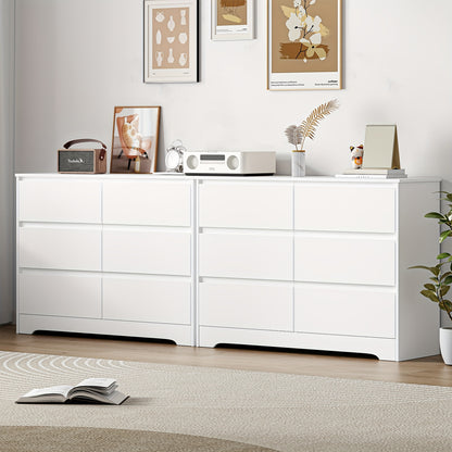 Dressoir – Ladekast – Opbergkast – Kast – Buffetkast – Wit MDF – 6 Ruime Lades