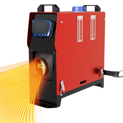 12V Diesel Luchtverwarmer – Diesel Air Heater – Dieselverwarming – Parkeerverwarmer – Camper Heater – 8 kW Vermogen – LCD Afstandsbediening Rood