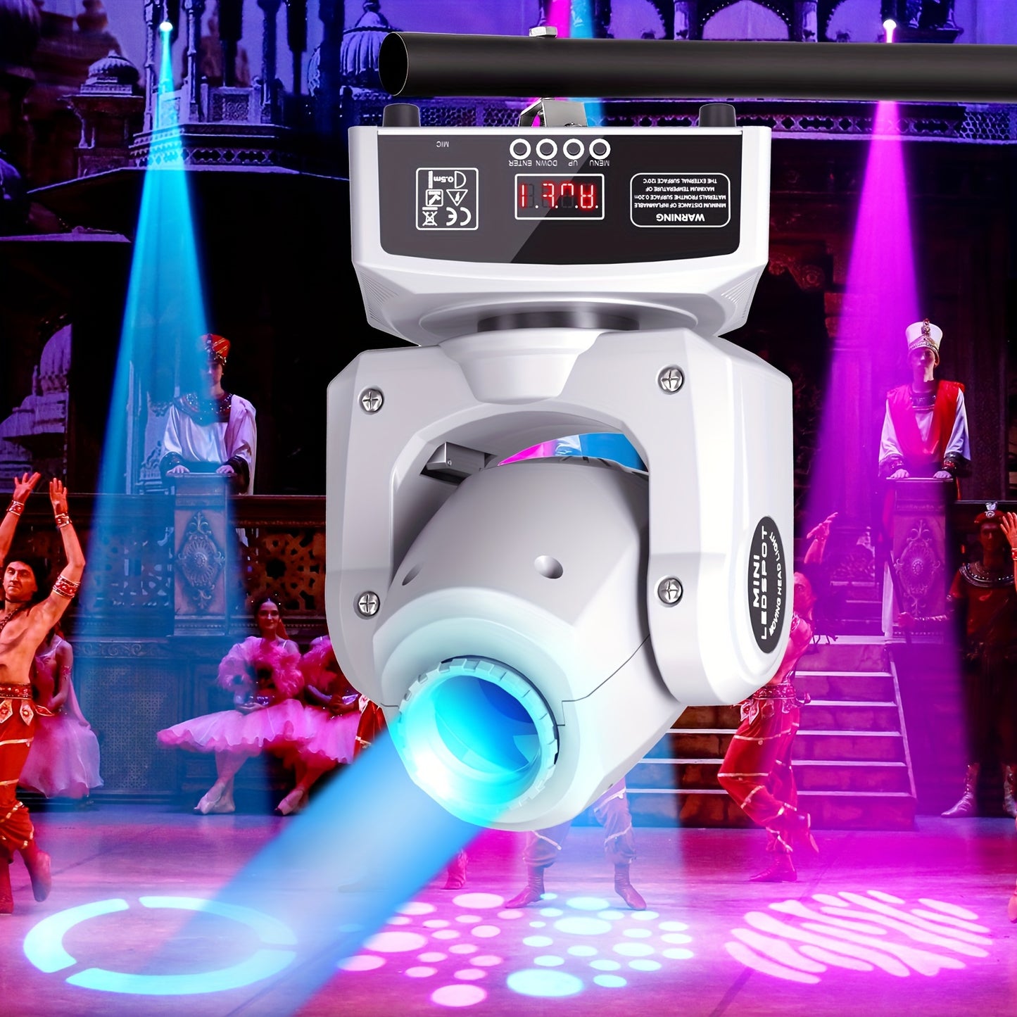 Movinghead Verlichting – LED Moving Head – DJ Licht – Disco Spot – Podiumverlichting – 2x120W RGBW LED – 8 Gobo Patronen – DMX Besturing – Draaibare Kop 540° X-as