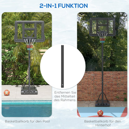 Basketbalbord – Basketbalstandaard – Basketbalring – Basketbalsysteem – Verstelbare Hoogte 230-305 cm – Met Wielen en Vulbare Voet – Weerbestendig Stalen Frame
