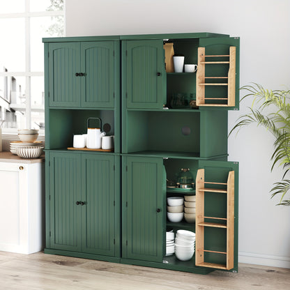 Keukenkast – Keukenmeubel – Opbergkast – Voorraadkast – Hoge Kast – 7 Planken – Mat Zwart MDF Met Werkblad