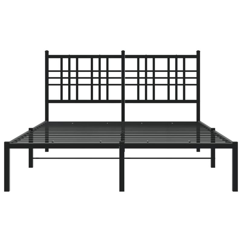 Bedframe met hoofdbord metaal zwart 140x200cm