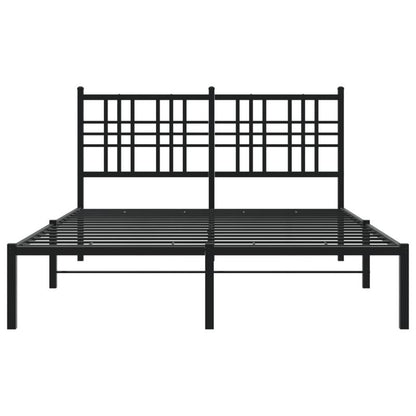 Bedframe met hoofdbord metaal zwart 140x200cm