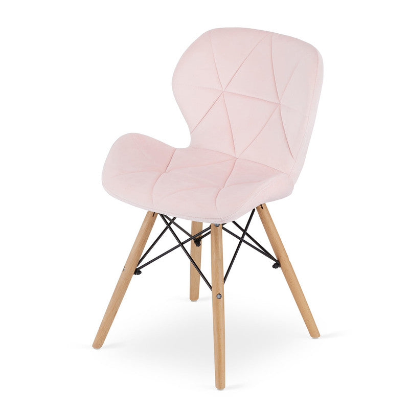 Stoel – Eetkamerstoel – Bureaustoel – Fauteuil – Kuipstoel – Velvet Bekleding – Houten Beukenpoten – 48x43x74 cm – Zithoogte 45 cm