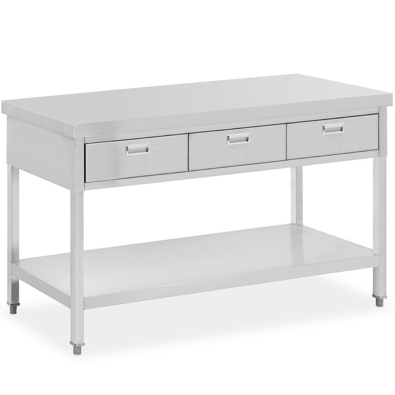 RVS Werktafel – Roestvrijstalen Tafel – Keukenwerkbank – Professionele Werkbank – Werkblad Met Lades – 150 x 60 cm – Draagkracht 295 kg