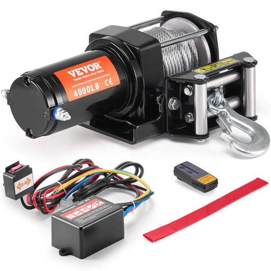 Elektrische Lier – Kabellier – Trekaanbouw – Sleepinstallatie – Offroad Lier – 1814,4 Kg Trekcapaciteit – IP55 Waterbestendig – Afstandsbediening – Zwart
