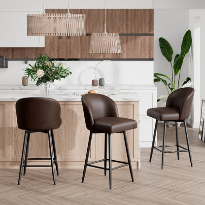 Barstoel – Barkruk – Barstoel Kruk – Keukenstoel – Barkrukken Set Van 2 – Retro Stijl – Kunstlederen Bekleding – Met Rugleuning