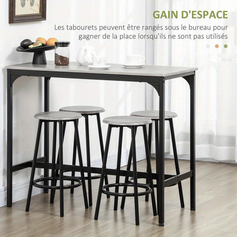 Bar Meubelset – Barmeubilair – Barkrukken – Tafel En Stoelen – Bistro Set – Modern Design – Zwart Metalen Frame – Houtlook Tafelblad – Duurzaam En Makkelijk Schoon Te Maken