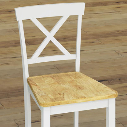 Barstoel – Barkruk – Barstoel Kruk – Barkrukken Set – Barstoel Met Rugleuning – Ergonomisch Crossback Ontwerp – Massief Rubberhout Wit/Naturel