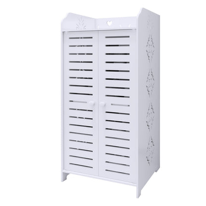 Schoenenkast met Dubbele Deuren – 4 Lagen Ruimtebesparend Schoenenrek – Geschikt voor Woonkamer, Hal, Slaapkamer of Appartement – 90 x 40 x 35 cm – Wit