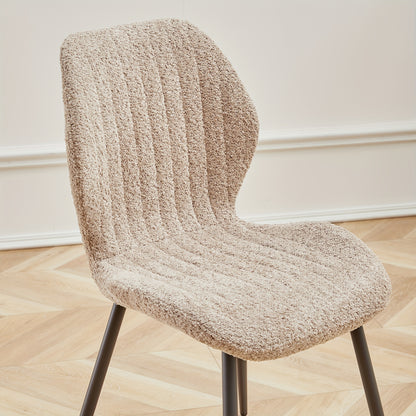 Eetkamerstoel – Kuipstoel – Keukenstoel – Stoel – Dinerstoel – Mid-Century Modern – Linnen Bekleding – Metalen Frame – Ergonomische Rugleuning – Set van 4 – Beige Bruin