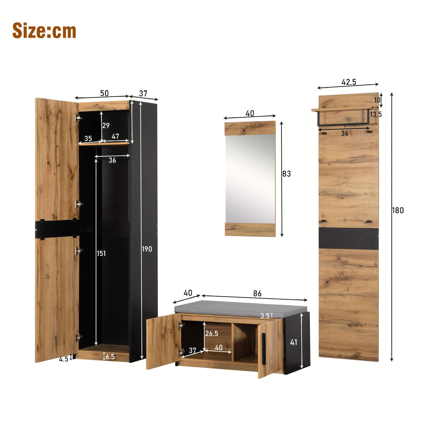 Halmeubelset – Kapstok – Schoenenrek – Wandkapstok – Garderobekast – Geel – Compact Ruimtebesparend – Rotan Deuren
