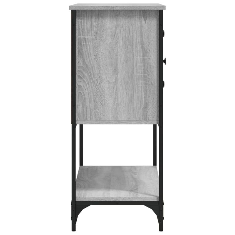 Modern Gray Hardwood Storage Cabinet with Lockable Doors & Black Legs - Freestanding Floor Cabinet with 2 Drawers & Open Shelf, Space-Saving Design for Living Room, Bedroom, Kitchen - Durable Wood Construction, Minimalist Sty